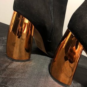 Rose Gold Statement Heel Booties